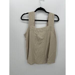 Maacie Womens Cream Linen Blend Tank Top Size XL Lagnelook Neutral Minimal